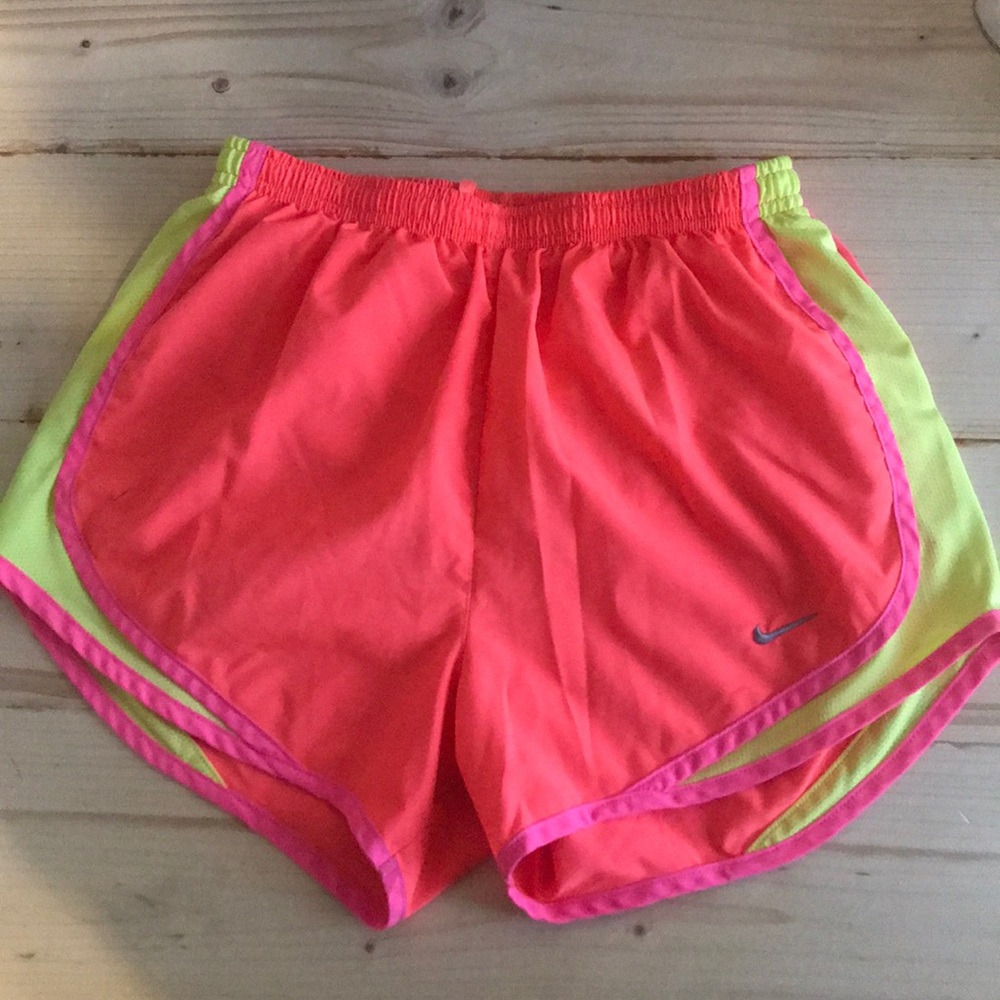 Yellow, Pink, and Orange Nike Dri-Fit Shorts